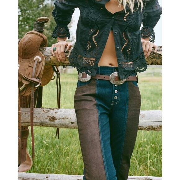 Abercrombie & Fitch Accessories - Abercrombie & Fitch X Kemo Sabe Western Ornamental Brown Leather Belt Size S M